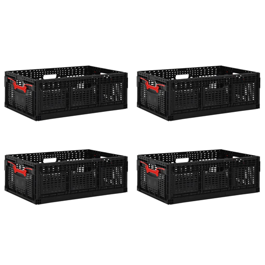 vidaXL Förvaringslådor hopfällbara 4 st 60x40x22 cm svart 46 L