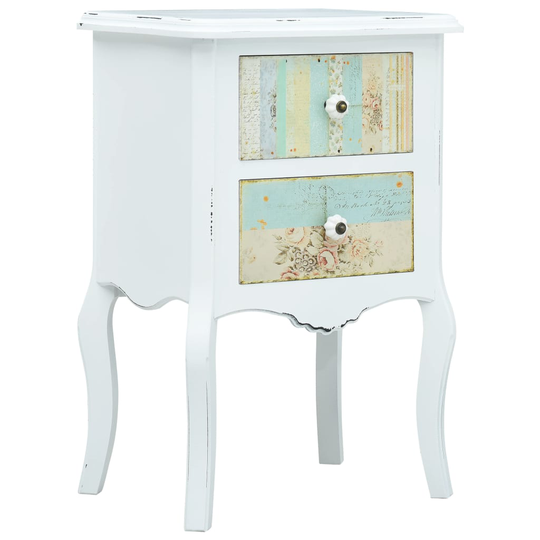 vidaXL Sängbord vit och brun 43x32x65 cm MDF