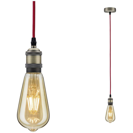 Pendellampa LED E27 Paulmann Eldar 50386 Röd, Nickel (borstad)