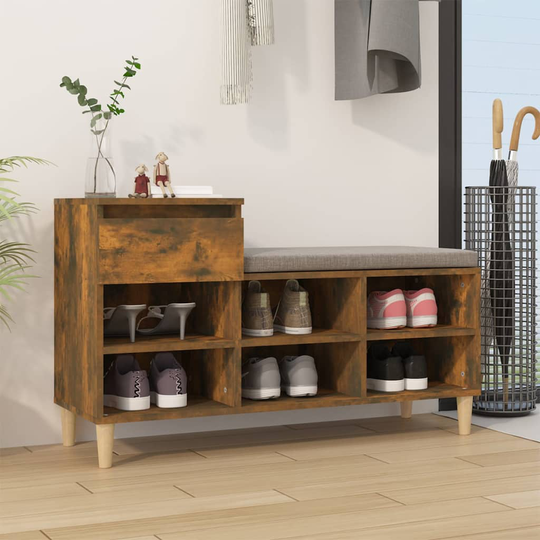 vidaXL Skoställ rökfärgad ek 102x36x60 cm konstruerat trä