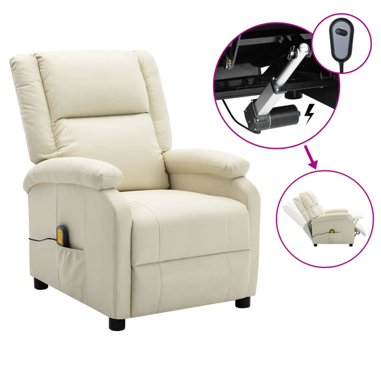vidaXL Elektrisk massagefåtölj vit konstläder
