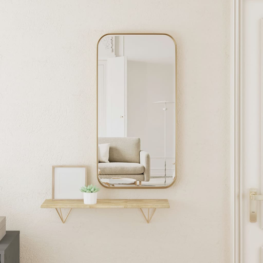 vidaXL Väggmonterad spegel guld 30x60 cm rektangulär