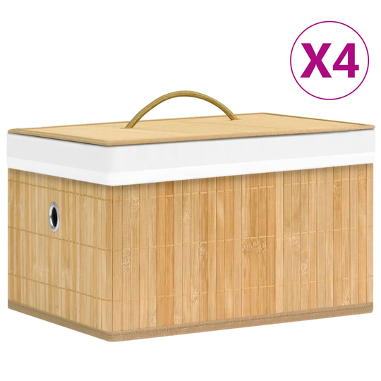 vidaXL Förvaringslådor bambu 4 st