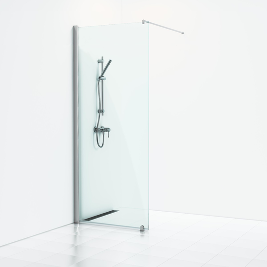 Svedbergs Skärmvägg Skoga Fast 225 cm Hög - Klarglas Alu blank 80 x 3 x 224
