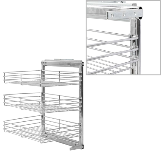 vidaXL Utdragbar inredning köksskåp 3 hyllor silver 47x35x56 cm
