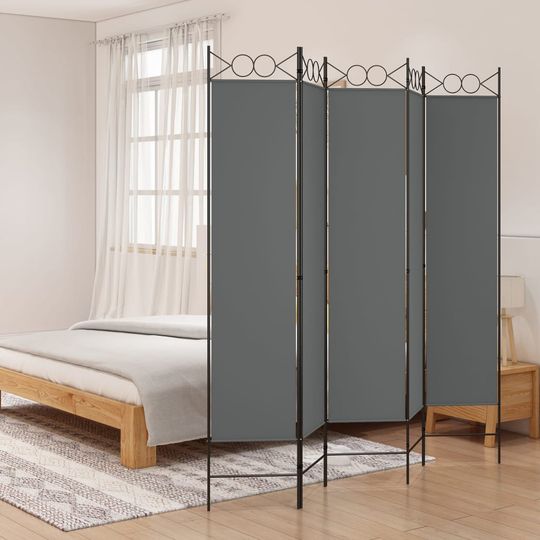 vidaXL Rumsavdelare 5 paneler antracit 200x200 cm tyg