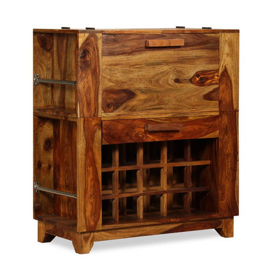 vidaXL Barskåp massiv sheshamträ 85x40x95 cm