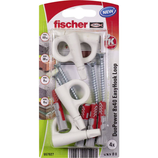 Fischer DuoPower 8x40 EasyHook Loop K (4) Pluggsortiment 557927 1 set