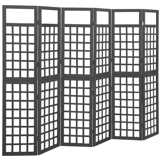 vidaXL Rumsavdelare/Spaljé 6 paneler massiv gran svart 242,5x180 cm