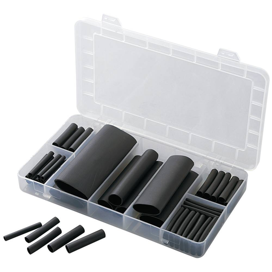 TRU COMPONENTS 1566305 Krympslang sortiment Svart Krympförhållande:3:1 52 delar