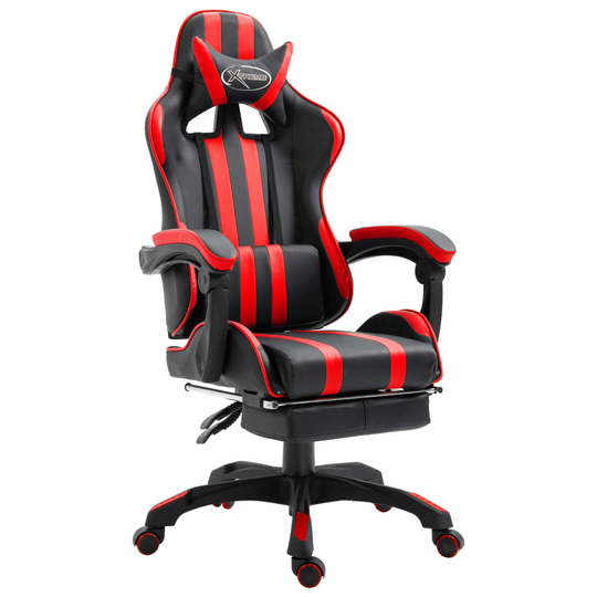 vidaXL Gamingstol med fotstöd röd konstläder