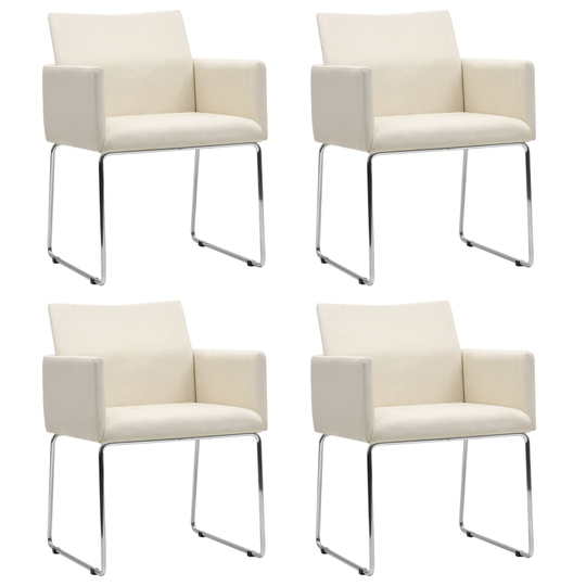 vidaXL Matstolar 4 st linnedesign vit tyg