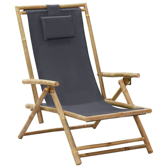 vidaXL Reclinerstol mörkgrå bambu och tyg