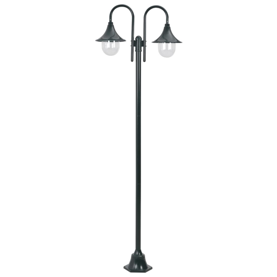 vidaXL Lyktstolpe för trädgård E27 220 cm aluminium 2 lyktor mörkgrön