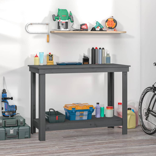 vidaXL Skobänk grå 110x50x80 cm massiv furu