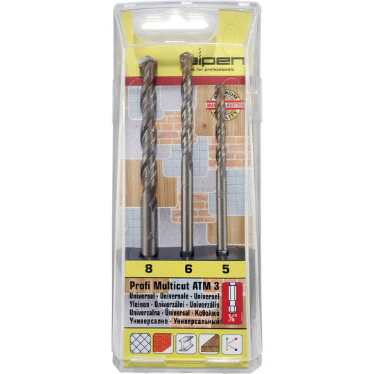 Hårdmetall Multiborrset 3 delar 5 mm, 6 mm, 8 mm Alpen MultiCut 100803100 1/4 1 set