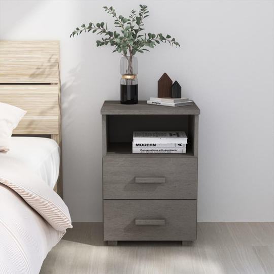 vidaXL Sängbord ljusgrå 40x35x62 cm massiv furu
