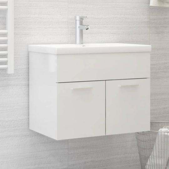vidaXL Tvättställsskåp vit högglans 60x38,5x46 cm konstruerat trä