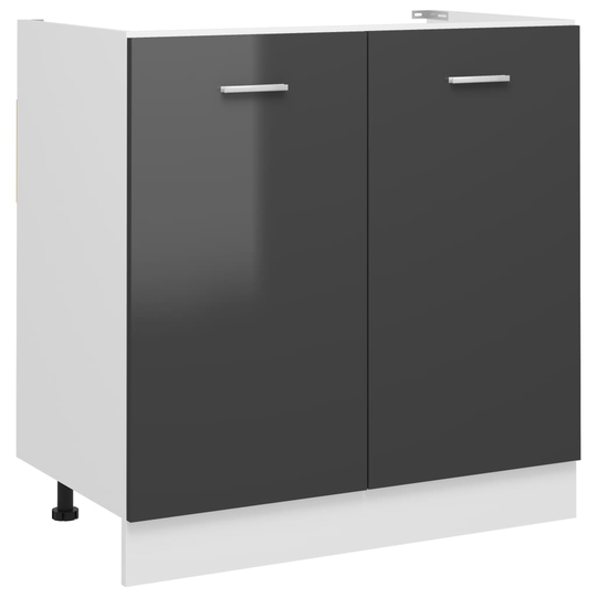 vidaXL Underskåp för diskho grå högglans 80x46x81,5 cm spånskiva