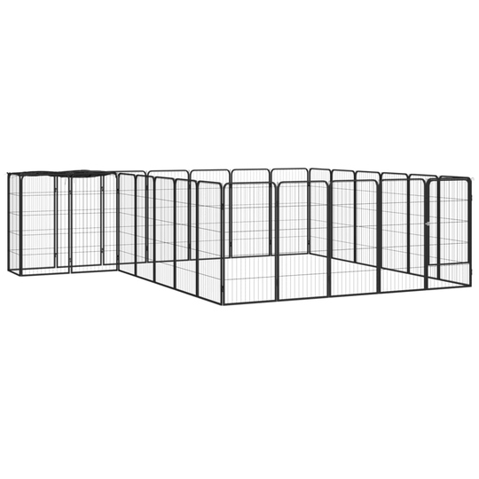 vidaXL Hundbur 26 paneler svart 50x100 cm pulverlackerat stål