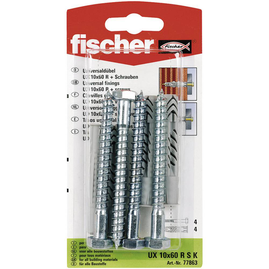 Fischer UX 10 x 60 RS K Universalplugg 60 mm 10 mm 77863 1 set