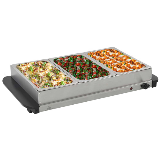 vidaXL Buffévärmare rostfritt stål 300 W 3x2,5 L