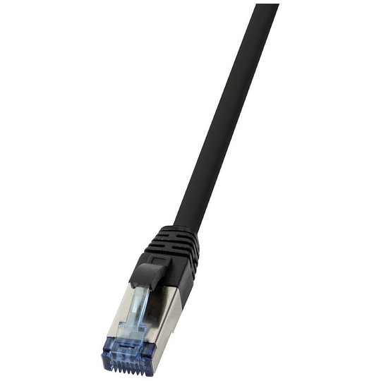 LogiLink CQ6055S RJ45 Nätverk Anslutningskabel CAT 6A S/FTP 2.00 m Svart Flätad skärmning, Halogenfri, PUR-hölje, Syrabeständig, Oljebeständig