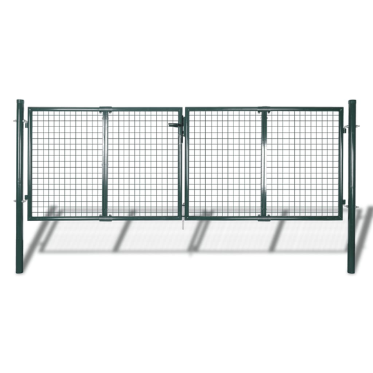 vidaXL Trädgårdsgrind stål 306x175 cm grön
