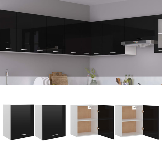 vidaXL Väggskåp 2 st svart högglans 50x31x60 cm konstruerat trä