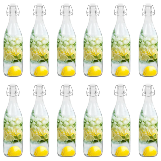 vidaXL Glasflaska med lock 12 st 1 liter