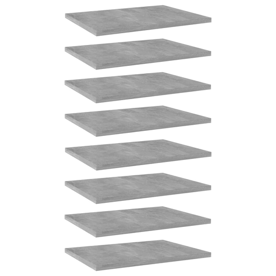vidaXL Hyllplan 8 st betonggrå 40x30x1,5 cm spånskiva