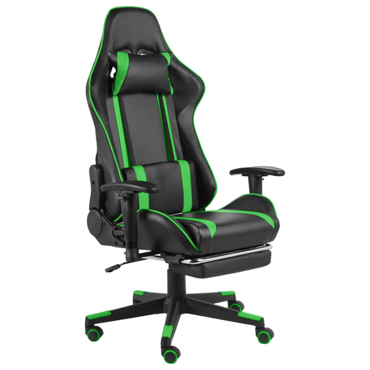 vidaXL Snurrbar gamingstol med fotstöd grön PVC