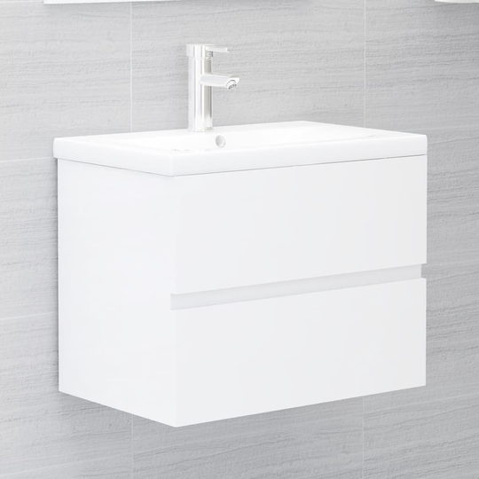 vidaXL Tvättställsskåp vit högglans 60x38,5x45 cm spånskiva
