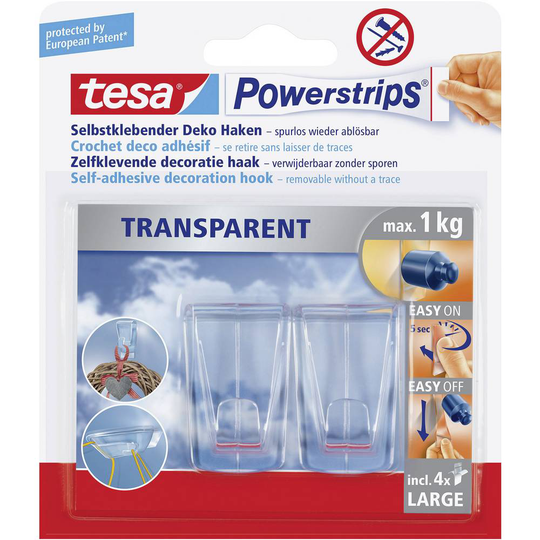 Tesa® Powerstrips® krok transparent Transparent POWERSTRIPS® tesa Innehåll: 2 st