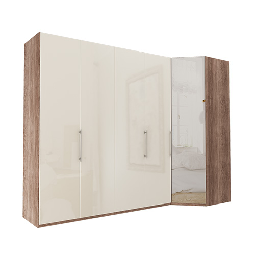 Garderob Atlanta - Mörk rustik ek 200 cm, 216 cm, Hörn