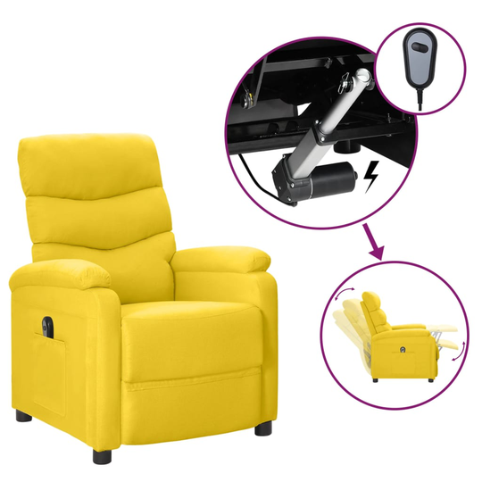 vidaXL Elektrisk reclinerfåtölj senapsgul tyg