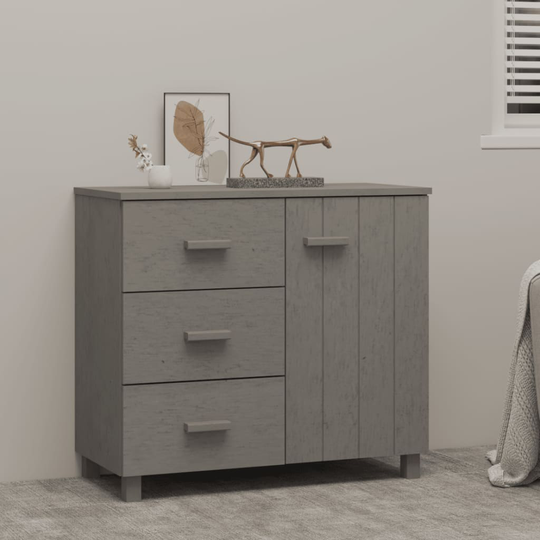 vidaXL Skänk ljusgrå 90x40x80 cm massiv furu