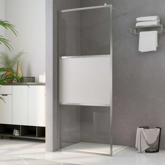vidaXL Duschvägg med halvfrostat ESG-glas 100x195 cm