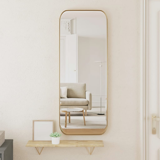 vidaXL Väggmonterad spegel guld 30x80 cm rektangulär