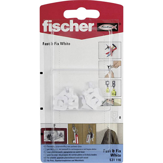 Fischer vägghakar Fast & Fix Black White K 8 st.