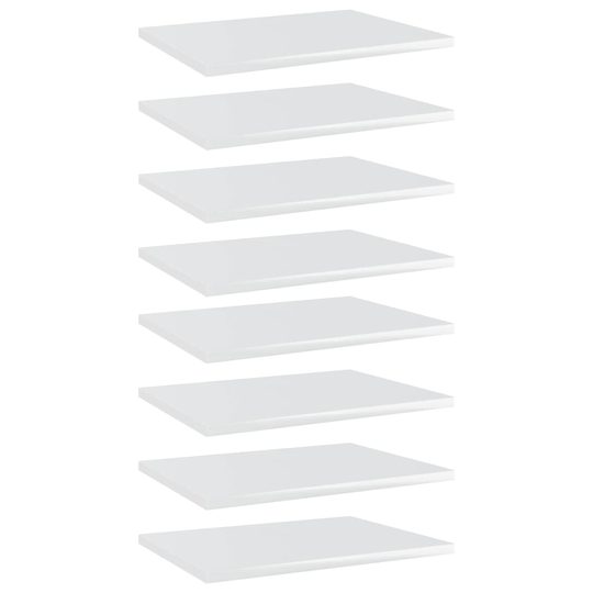 vidaXL Hyllplan 8 st vit högglans 40x30x1,5 cm spånskiva