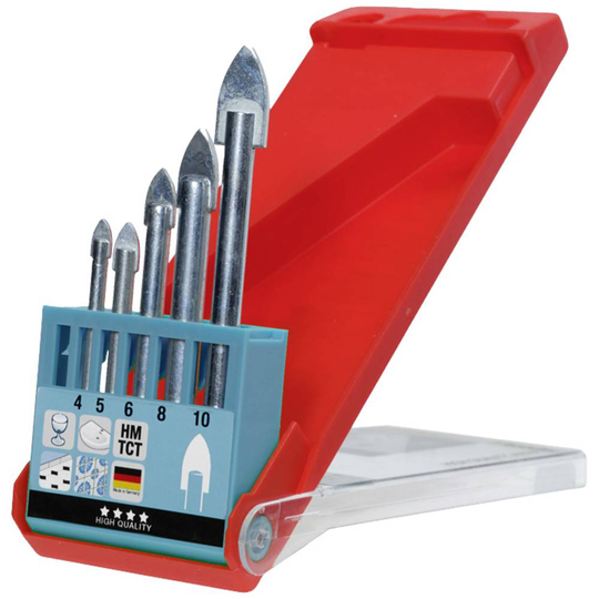Glasborr-set 5 delar 4 mm, 5 mm, 6 mm, 8 mm, 10 mm kwb 177000 5 st
