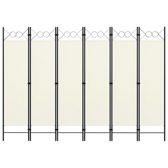 vidaXL Rumsavdelare 6 paneler gräddvit 240x180 cm