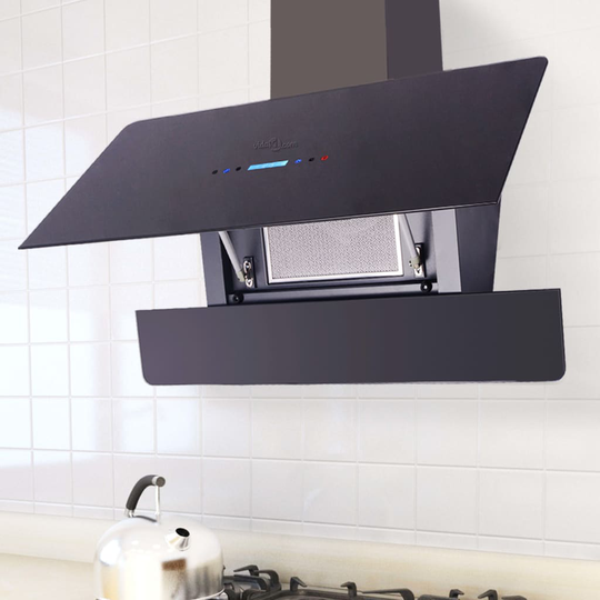 vidaXL Köksfläkt med pekskärm svart 900 mm