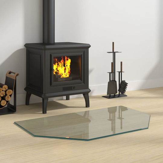 vidaXL Glasskiva för öppen spis sexkantig 80x50 cm