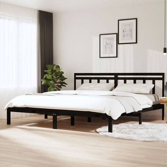 vidaXL Sängram svart massivt trä 180x200 cm