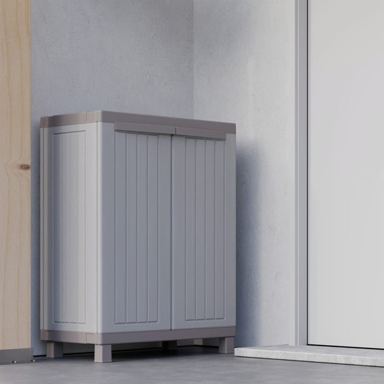 vidaXL Förvaringsskåp med 2 dörrar 68x39x91,5 cm ljusgrå och beige