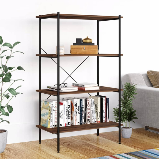 vidaXL Hyllenhet med 4 hyllplan svart och mörkt trä 80x40x130 cm