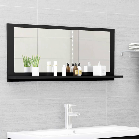 vidaXL Badrumsspegel svart 90x10,5x37 cm spånskiva