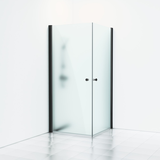 Svedbergs Duschhörna Skoga Rak 90X90 - Frostglas Svart matt